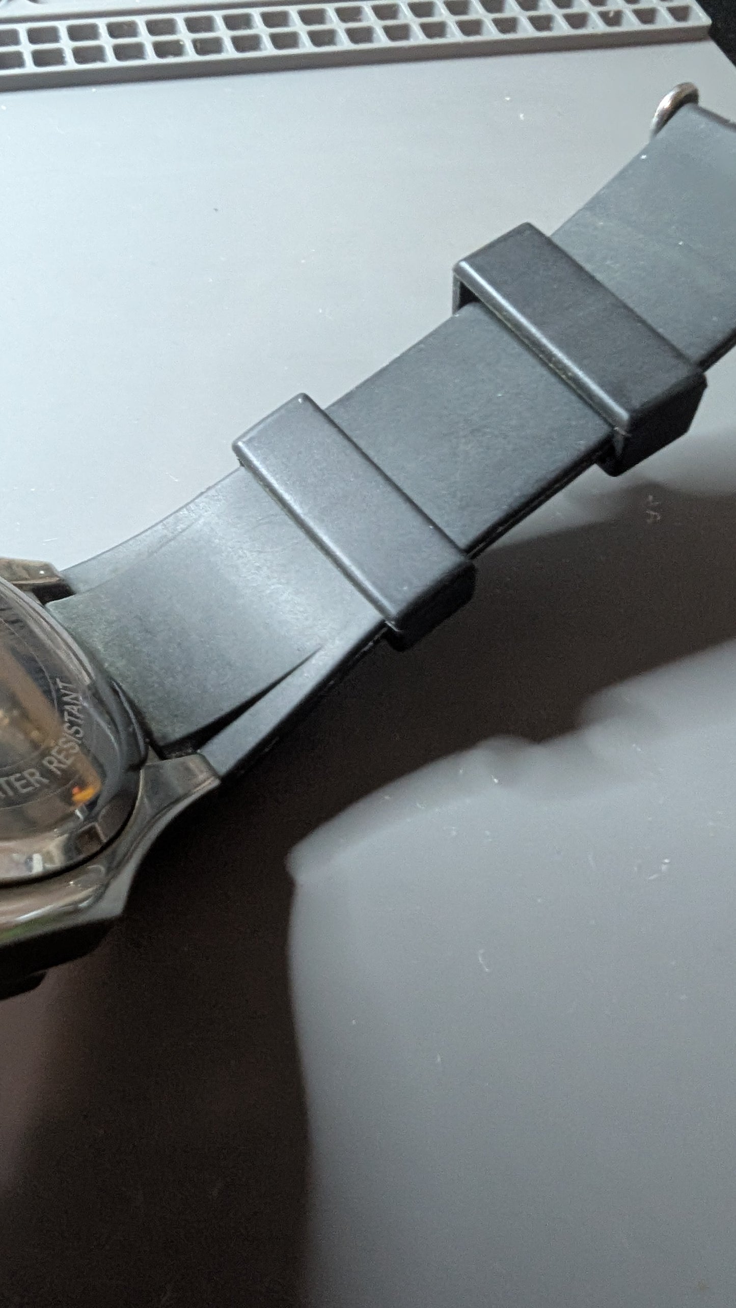 Orvis chronograph diver style watch with silicone diver style band and new battery. Very good condition. Keeps great time.